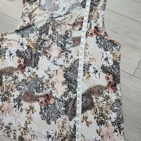 Naif Top 1x Plus Size V Neck Criss Cross Stretch Floral - Picture 5 of 5